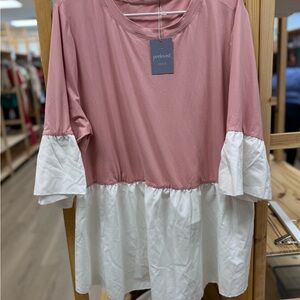 Pink and White Women's Top